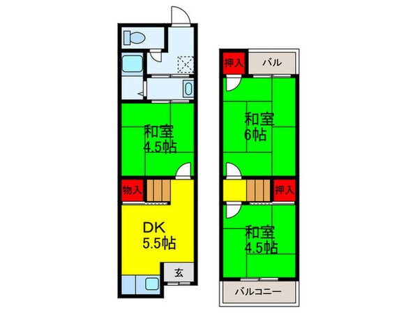 東田町テラスハウスの物件間取画像